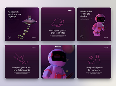 Social Media Campaign: spacesushi 3d 3d art ad alien astronaut blender branding campaign chopsticks design graphic design illustration instagram marketing moon social media space sushi ufo vector