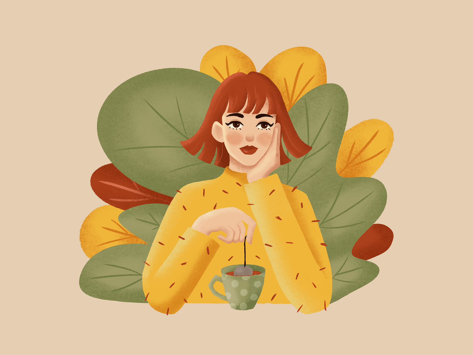 Illustration of Girl with a Tea by Destina Gökoğlu on Dribbble