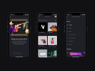 Exodus × Magic eden: NFT app IV app behance case study collection crypto ethereum gallery nft portfolio solana ui ux web3