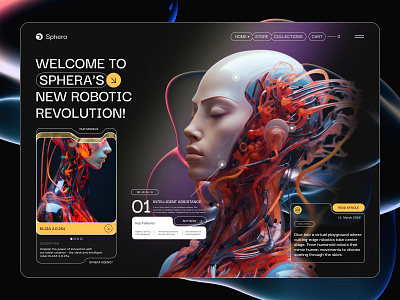 Robotic revolution site design graphic design main screen robot site design typography ui ux