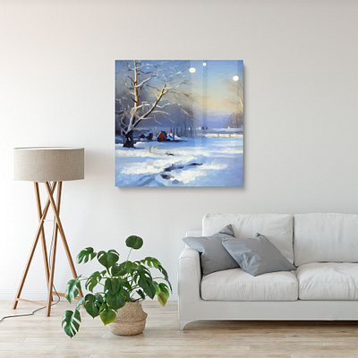 Winter in the village abstraction art print canvas classic collecting design illustration impressionism interior design interior painting oil painting wall art