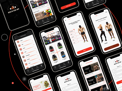 Health Fire App app branding design e commerce ecommerce fitness fitness app fitness club graphic design gym logo mobile app mobile design nutrition ui uiux ux web workout workout app