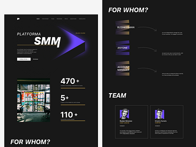 Landing page for a course SMM PLATFORMA course education landing marketing minimalism school smm ui ux website