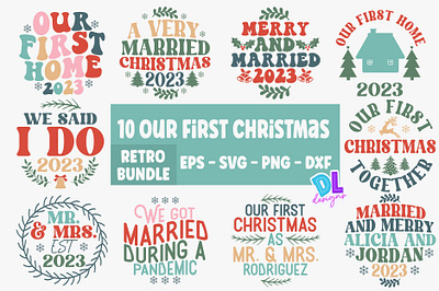 Our First Christmas Retro Bundle branding bundle christmas design illustration logo retro sublimation svg