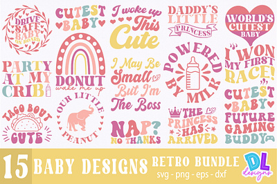 Baby Designs Retro Bundle branding bundle christmas design illustration logo retro sublimation svg