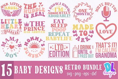 Baby Designs Retro Bundle branding bundle christmas design illustration logo retro sublimation svg