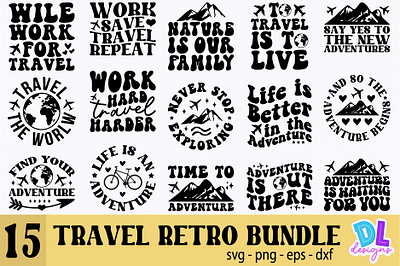 Travel Retro Bundle branding bundle christmas design illustration logo retro sublimation svg