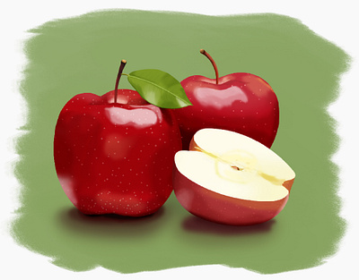 Digital Painting - Apples adobe photoshop apples digital digital drawing digital painting drawing fruit graphic design illustration leaf painting photoshop simple painting