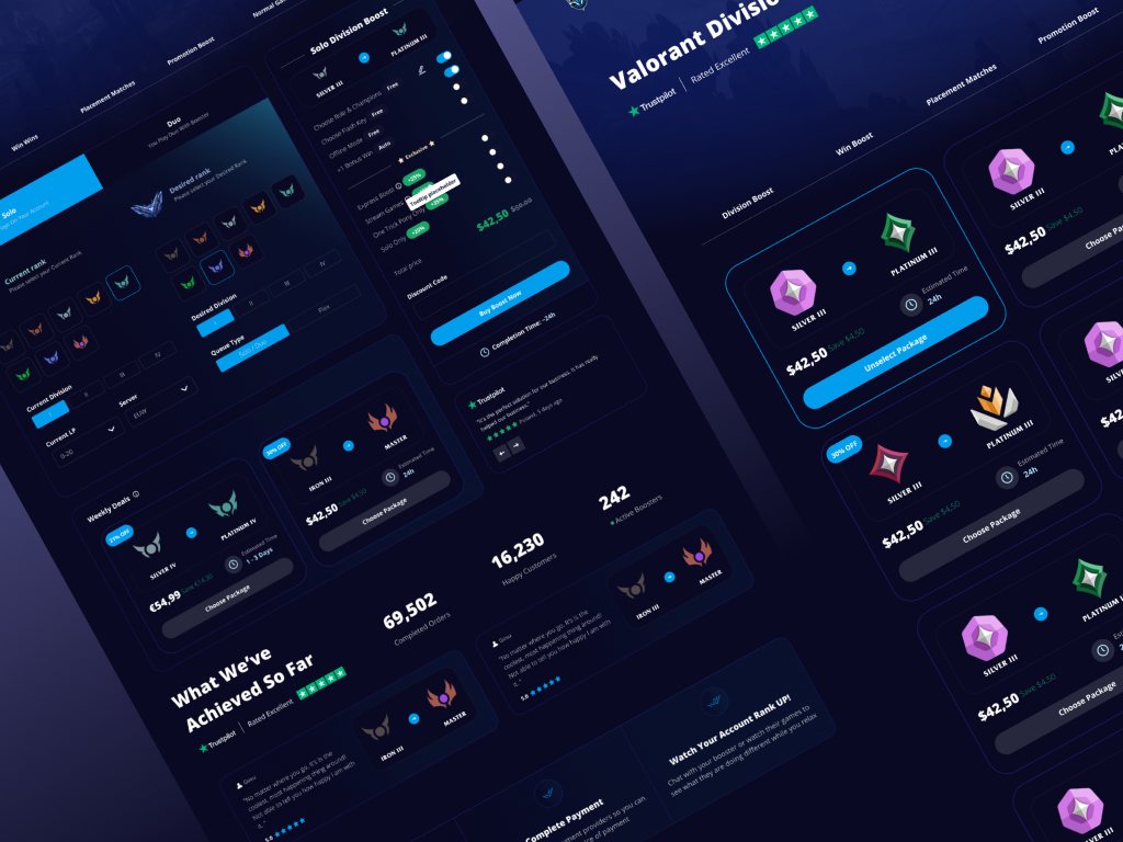 FFBoost15 - League of Legends Boosting & account site boosting calculator design graphic design league of legends page shop ui ux web web app web design