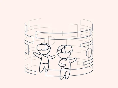 VR collaboration business collaboration design education illustration line art minimalist simple teamwork vector virtual reality vr