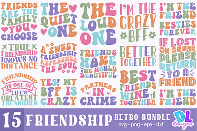 Friendship Retro Svg Bundle branding bundle christmas design illustration logo retro sublimation svg