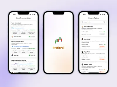 ProfitPal: A Stocks Recommendation App app minimal mobile stocks ui design ux