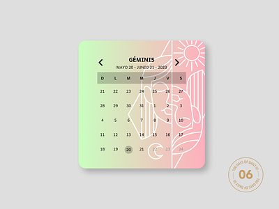 A zodiac sign calendar - Day 06 - #DailyUI calendar challenge dailyui ui zodiac sign