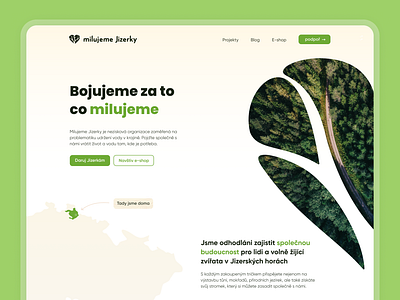 Milujeme Jizerky - Website blog czech design forest gradient green landing page map milujeme jizerky nature non profit organic ui user interface warm web design website
