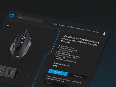 #012 E-commerce Shop daily ui design e commerce gaming graphic design hp mouse product page shop shopping ui ux