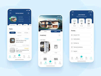 Mobile app for home management app application blue design figma home home app house inventory ios iphone mobile mobile app mobile application tasks ui user experience user interface ux ux ui
