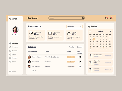 Dashboard for the student create account dashboard design site site design ui ui design ux