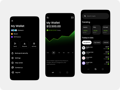 💸 Crypto Wallet — Mobile UI application design buy cleandesign crypto design inspiration interface ios iphone product design receive search sell stocks trading ui uiux ux wallet web3