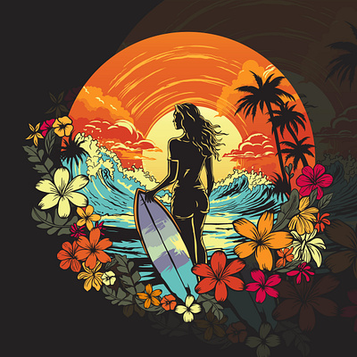 Surfwear Label beach boat custom illustration faraj art illustration mum sea surf wear surfing t shirt vector art
