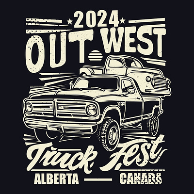 Out West Truck Fest custom illustration faraj art illustration out west truck fest t shirt truck vector art