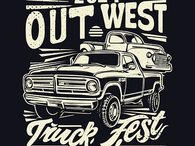 Out West Truck Fest custom illustration faraj art illustration out west truck fest t shirt truck vector art