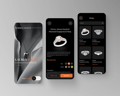 Sparkle Haven - Jewelry mobile app app design design ecommerce app figma interface ios luxury mobile app mobile app design product design store ui ui design uiux uiuxdesign ux ux design uxdesign