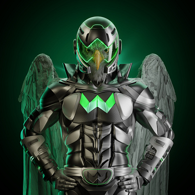 Armored Eagle • 3D Character • Blender 3d 3d art 3d design 3d illustration armor b3d blender blender3d branding crypto eagle hi tech nft