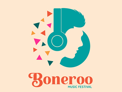 Logo Design - Music Festival boneroo brand design branding character concept dark light dj festival logo graphic design headphone illustrator logo logo anatomy logo design logo sketches logo variations mascot music music fesitval triangles