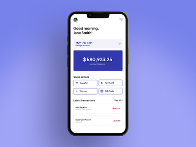 Bank account view screen bank account bank app mobile design savings account simple ui ui design ui ux