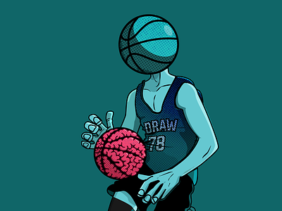 Playing Basketbrain 90s basketball brain drawn dribble gamer illustration manga pink player