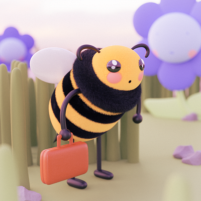 Bee working 3d 3dillustration blender character cycles illustration