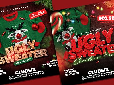 Ugly Sweater Flyer Bundle photoshop