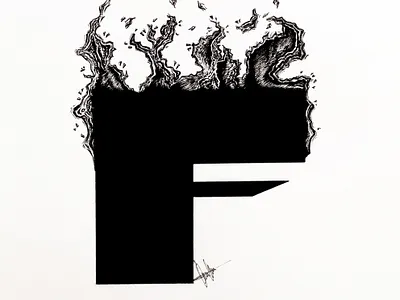 F from Fire art artist artwork author bold design fire graphic design illustrated capital letter illustration sans serif typography