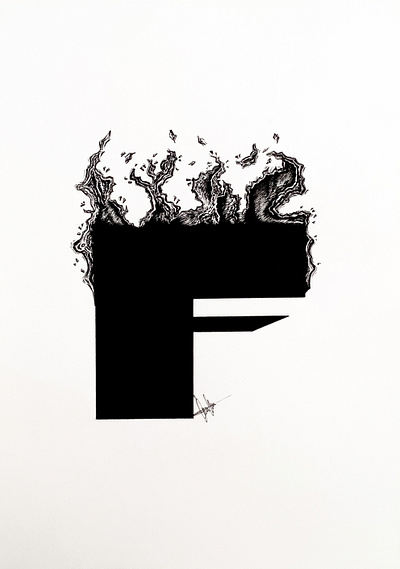 F from Fire art artist artwork author bold design fire graphic design illustrated capital letter illustration sans serif typography