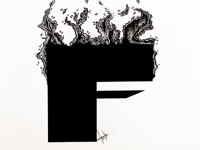 F from Fire art artist artwork author bold design fire graphic design illustrated capital letter illustration sans serif typography