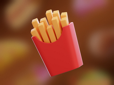 French Fries 3D Illustration 3d blender fast food food french fries fried graphic design icon illustration modeling potato ui