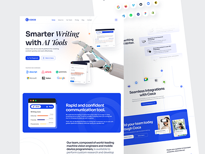 AI Writing Tools - Landing Page agency ai application chat chatbot company landing page platform saas software tools ui website wiriting