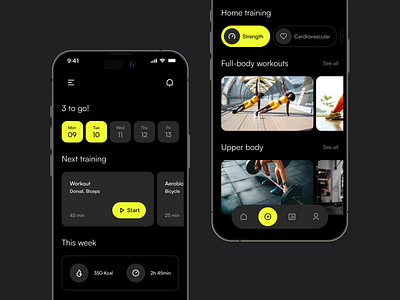 Gym App academia app black dark design gym heathy interface layout sport start ui ux