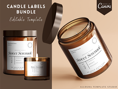 Candle Label Template - Editable with CANVA candle label candle template canva template creative design editable template template