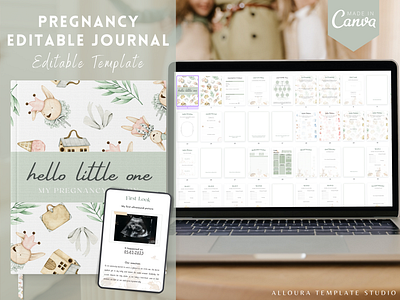 Pregnancy Journal Template - Editable with CANVA brochure canva template creative design editable template magazine pregnancy journal template
