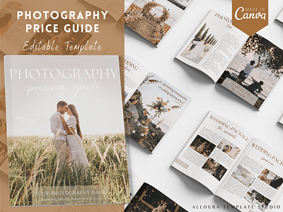 Photography Pricing Guide Template - Editable with CANVA brochure canva template creative design editable template magazine photography price guide template