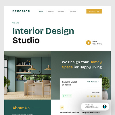 Dekorior Interior Design Landing Page branding decoration illustration landing page minimalist ui web webdesign
