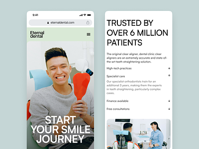 Eternal Dental - Dental Clinic Website agency website app care website clean design company landing page company profile dental website design doctor website health website landing page portfolio website profile website ui ui design uiux web design web landing page web responsive website