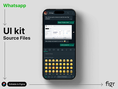 Whatsapp Mobile UI (Recreated) app branding chat chatting app design editable figma free ios kit product sndroid template ui ui kit ui ux ux web design website whatsapp