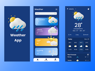 UI Design Weather App - Aisyah 3d ui