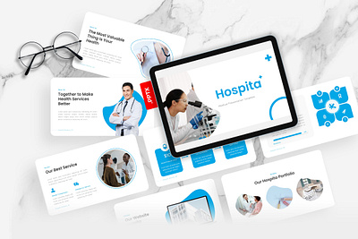 Hospita PowerPoint Template blue business gsl hospita key medical modern powerpoint ppt pptx presentation template ui website white