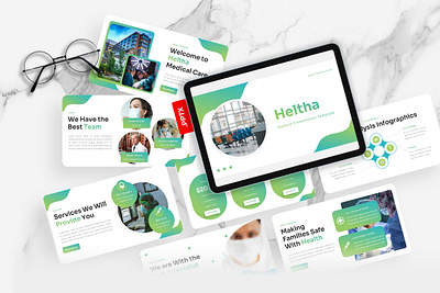 Heltha PowerPoint Template agency blue business green gsl heltha key medical modern powerpoint ppt pptx presentation template ui website