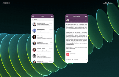 Dailyui - 119 Email Application 3d animation app application branding dailyui design figma graphic design illustration logo mobile motion graphics typography ui uiux