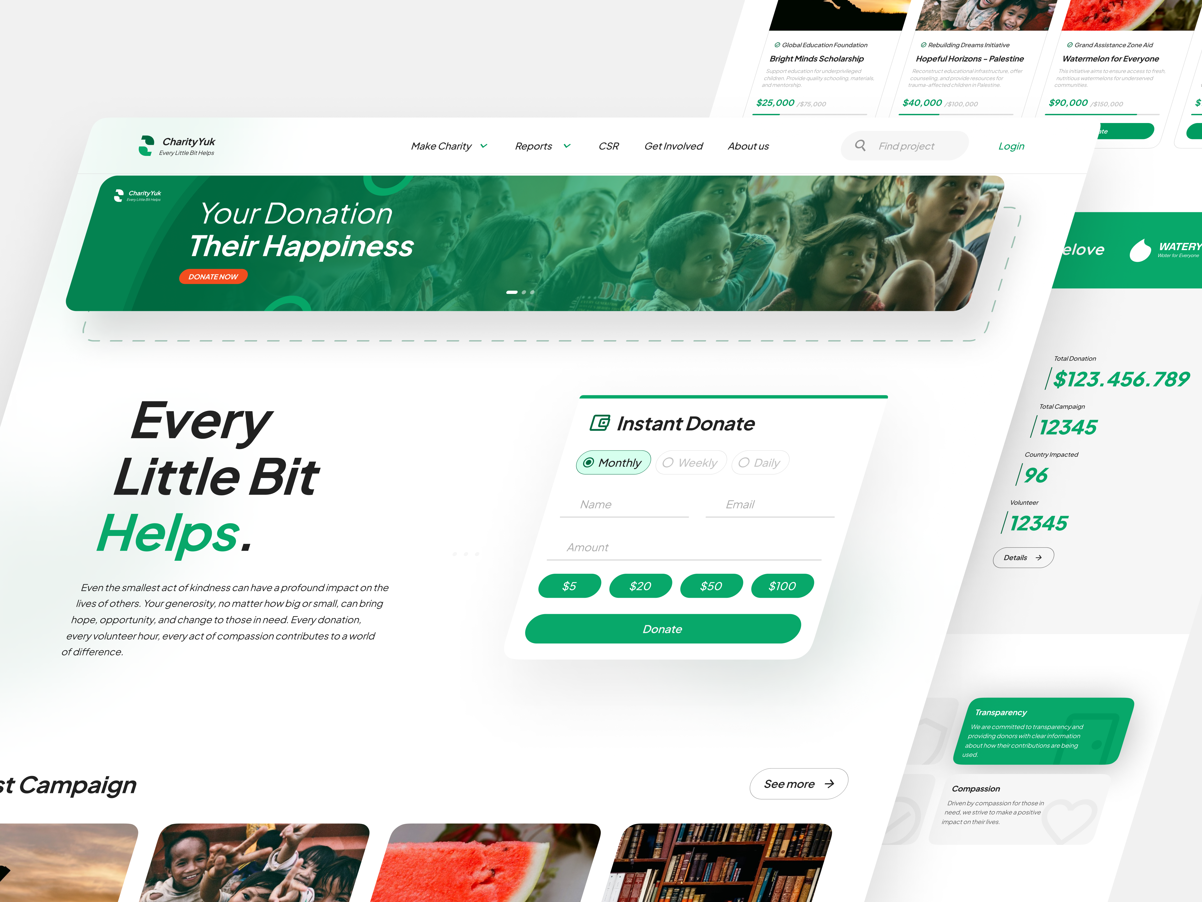 Charity Website - CharityYuk charity design graphic design green landingpage ui uidesign uiux web website