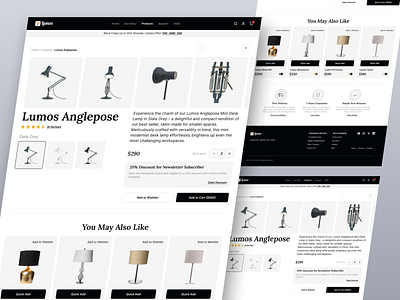 Lumos - Marketplace Product Detail Page 🔥 clean ecommerce furniture interior lamp marketplace online shop product design simple store uidesign uiux website design